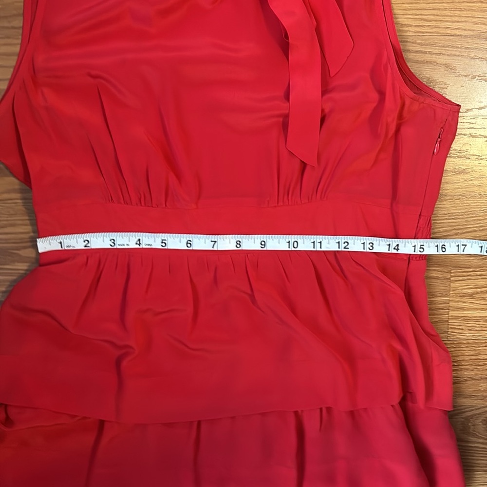 Anthropologie Girls From Savoy Red Ruffled Sleeveless Silk Oska Dress Size 8 - Picture 10 of 12